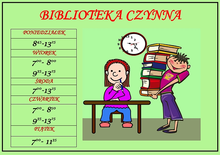 godziny otwarcia biblioteki